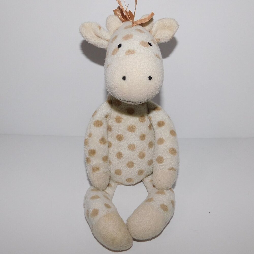 Jellycat Georgie Giraffe Tan Brown Cream Polka Dot Chime rattle 11" Plush lovey